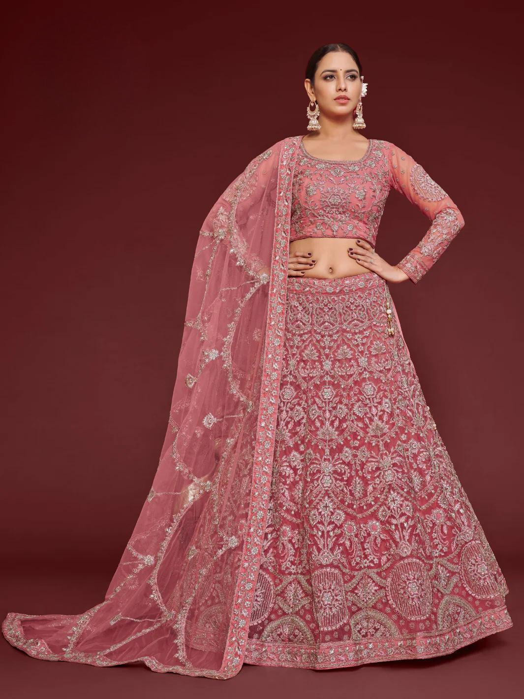 Discover the Magic of the Shimmer Red Lehenga Set